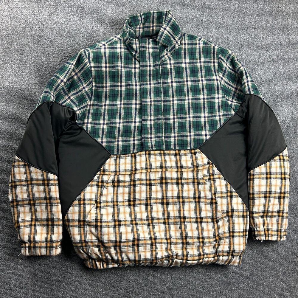 Shein Jacket‎ Mens Extra Large Plaid Anorak Flannel Shacket Quilt Lined Adults
